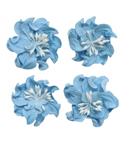 Цветы бумажные для скрапбукинга Фиалки кудрявые небесно-голубые, 4 шт., ScrapBerry's