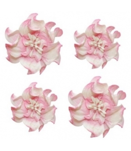 Цветы бумажные для скрапбукинга Фиалки кудрявые бело-розовые, 4 шт., ScrapBerry's