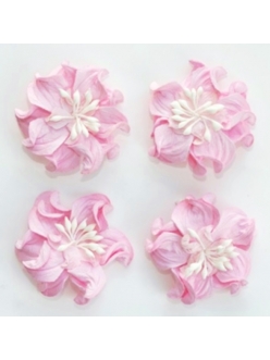 Цветы миниатюрные бумажные Фиалки кудрявые розовые, 4 шт., ScrapBerry's