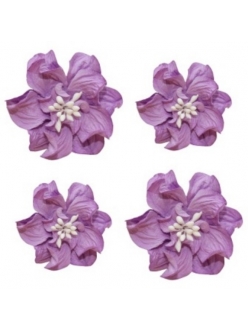 Цветы миниатюрные бумажные Фиалки кудрявые фиолетовые, 4 шт., ScrapBerry's
