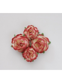 Цветы бумажные для скрапбукинга Чайные розы красно-желтые, 4 шт., ScrapBerry's