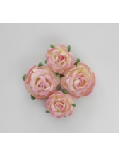 Цветы бумажные для скрапбукинга Чайные розы розово-желтые, 4 шт., ScrapBerry's