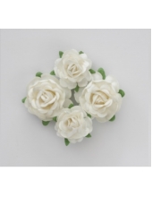 Цветы бумажные для скрапбукинга Чайные розы белые, 4 шт., ScrapBerry's
