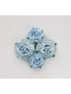 Цветы бумажные для скрапбукинга Чайные розы голубые, 4 шт., ScrapBerry's