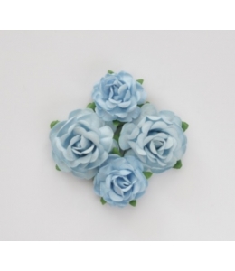 Цветы бумажные для скрапбукинга Чайные розы голубые, 4 шт., ScrapBerry's