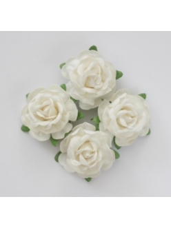 Цветы бумажные для скрапбукинга Розы чайные белые, 4 шт., ScrapBerry's