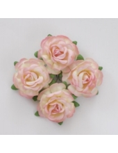 Цветы бумажные для скрапбукинга Розы чайные розово-желтые, 4 шт., ScrapBerry's