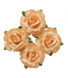 Цветы бумажные для скрапбукинга Розы чайные лососевые, 4 шт., ScrapBerry's