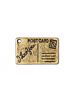 Подвеска металлическая для скрапбукинга "Почтовая открытка", 16х26 мм, цвет античная бронза, ScrapBerry's 
