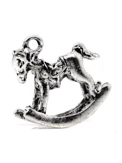 Подвеска металлическая для скрапбукинга "Лошадка-качалка", 3D, 18х15,4 мм, цвет античное серебро, ScrapBerry's 