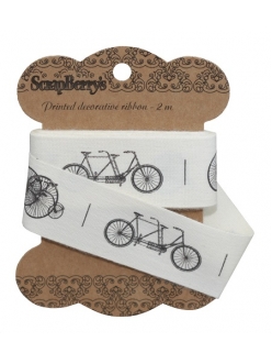 Декоративная хлопковая лента с рисунком Ретро велосипеды, 25 мм, 2м, ScrapBerry's