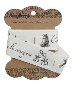 Декоративная хлопковая лента с рисунком "Свадебная", 25 мм, 2м, ScrapBerry's