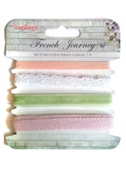Декоративные ленты для скрапбукинга Французское путешествие, 4 шт. по 1 м, ScrapBerry's