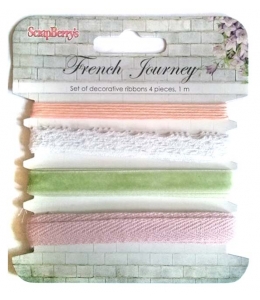 Декоративные ленты, набор "Французское путешествие", 4 шт. по 1 м, ScrapBerry's