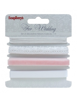 Декоративные ленты, набор "Свадьба", 4 шт. по 1 м, ScrapBerry's