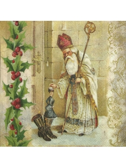 Салфетка новогодняя для декупажа Святой Николай,  33х33 см, Германия