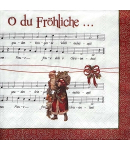 Салфетка для декупажа IHR-102506 "Санта и ноты", 33х33 см, Германия
