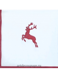 Салфетка новогодняя для декупажа Красный олень,  33х33 см, Германия