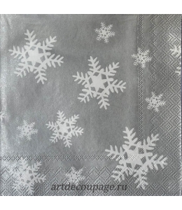 Салфетка для декупажа IHR-102538 "Снежинки на серебристом фоне", 33х33 см, Германия