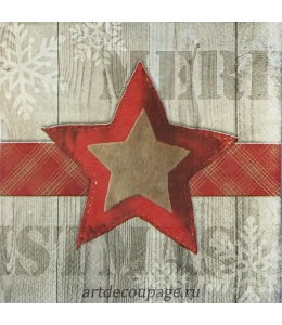 Салфетка для декупажа IHR-102544 "Звезда на деревянном фоне", 33х33 см, Германия