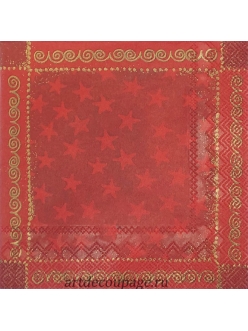 Салфетка новогодняя для декупажа Звезды на красном,  33х33 см, Германия