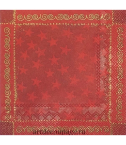 Салфетка для декупажа IHR-102556 "Звезды на красном", 33х33 см, Германия