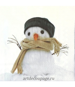 Салфетка для декупажа IHR-102669 "Снеговик в шарфе", 33х33 см, Германия