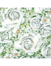 Салфетка для декупажа IHR-201037 "Белые розы", 33х33 см, Германия