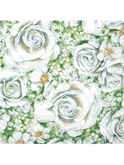 Салфетка для декупажа Белые розы, 33х33 см, Германия