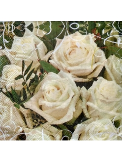 Салфетка для декупажа Букет белых роз, 33х33 см, Германия