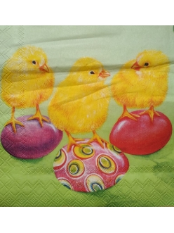 Салфетка для декупажа Цыплята и пасхальные яйца, 33х33 см, Германия