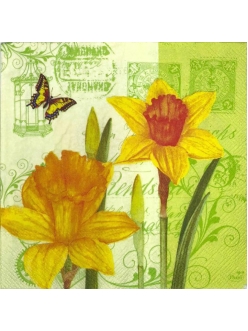 Салфетка для декупажа Нарцисс и бабочка, 33х33 см, Германия