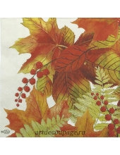 Салфетка для декупажа IHR-201226 "Осенние листья", 33х33 см, Германия
