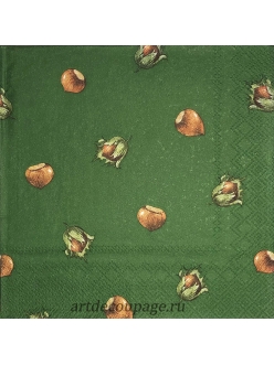 Салфетка для декупажа Орехи на зеленом, 33х33 см, Германия