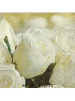 Салфетка для декупажа Белая роза, 33х33 см, Германия