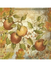 Салфетка для декупажа IHR-201350 "Спелые яблоки", 33х33 см, Германия