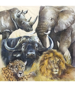 Салфетка для декупажа IHR-201368 "Африканские животные", 33х33 см, Германия