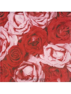 Салфетка для декупажа Красные розы, 33х33 см, Германия