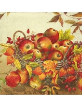 Салфетка для декупажа IHR-201472 "Корзина с яблоками", 33х33 см, Германия