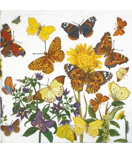 Салфетка для декупажа "Бабочки на лугу", 33х33 см, Германия