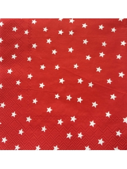 Салфетка новогодняя для декупажа Звёздочки на красном, 33х33 см, Германия