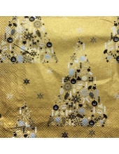 Салфетка для декупажа IHR-102356 "Ёлочки на золотом фоне", 33х33 см, Германия