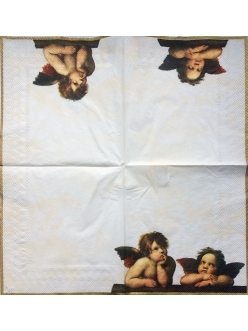 Салфетка новогодняя для декупажа Ангелы Рафаэля,  33х33 см, Германия