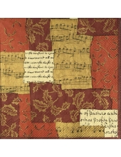 Салфетка для декупажа IHR-102508 "Музыкальный коллаж красный", 33х33 см, Германия