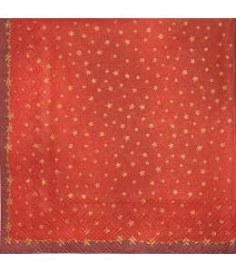 Салфетка для декупажа IHR-102537 "Золотые звезды на красном", 33х33 см, Германия