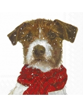Салфетка для декупажа IHR-102561 "Собака в красном шарфе", 33х33 см, Германия