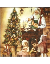 Салфетка для декупажа IHR-102573 "Санта и дети", 33х33 см, Германия