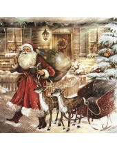 Салфетка для декупажа "Санта с мешком подарков",  33х33 см, Германия