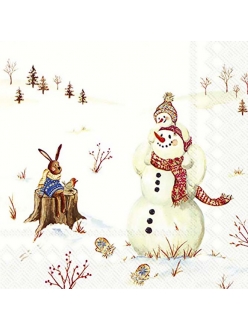 Салфетка новогодняя для декупажа Снеговики и игрушки,  33х33 см, Германия