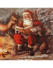 Салфетка для декупажа IHR-102639 "Санта с книгой", 33х33 см, Германия